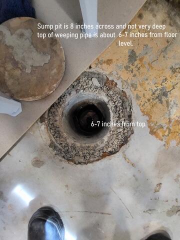 Concrete sump.