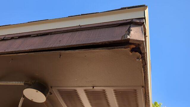 significant damages to the bottom of the fascia Boards.