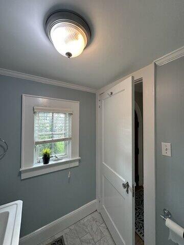 Bathroom wall, door and window