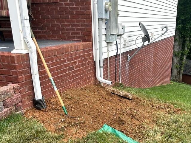 A view of the job site after the Helical Piers were installed.