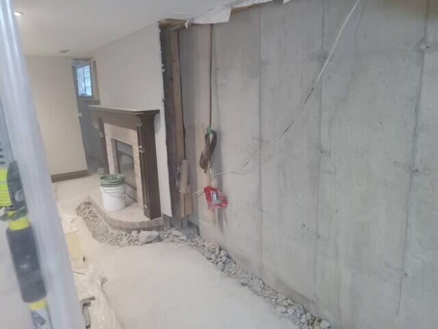 around fireplace