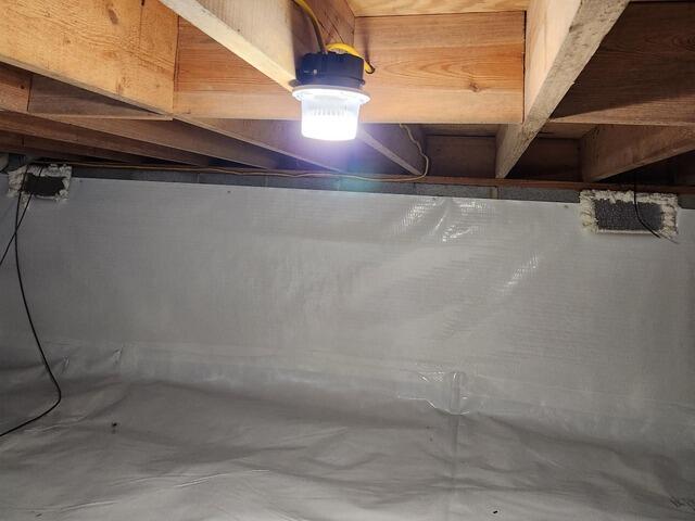 A view of the crawlspace after our crew was done with the encapsulation.