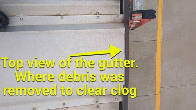 Top view of the gutter