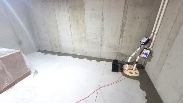 TripleSafe Sump Pump System Connected to the WaterGuard Drainage Channel
