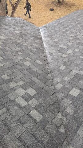 Last shingles placed on the roof.