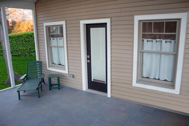 Close-up of the outside Screened in Porch