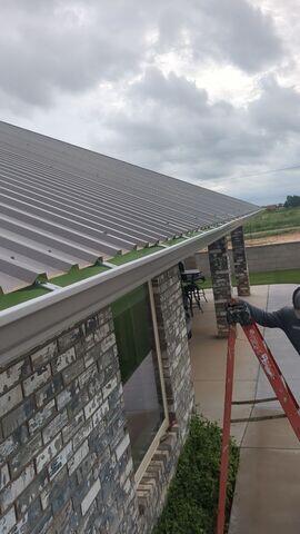 Installation of gutters.