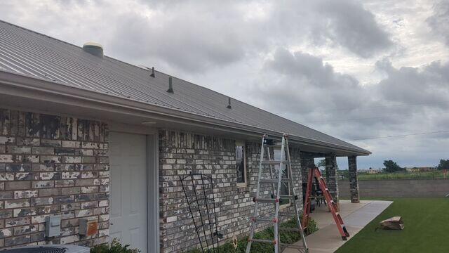 Beautiful weather to install gutters.