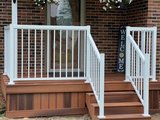 Brazilian Cherry Deck With White Regal Railings
