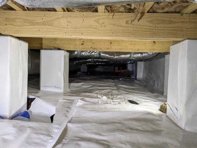 A fully encapsulated crawlspace.