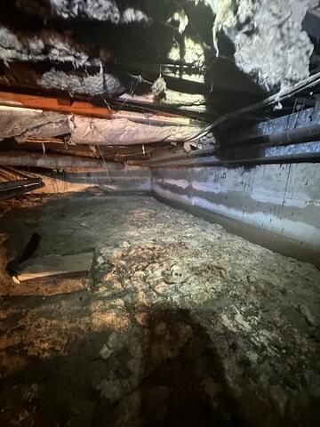 Water Stained Crawl Space Wall