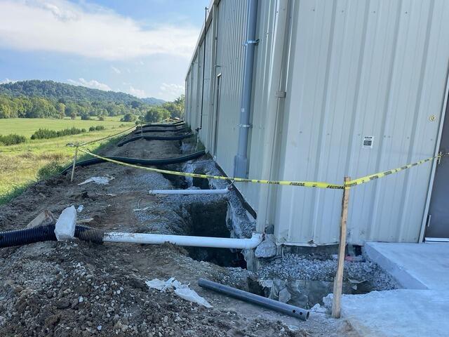 A side view of the building while our crew was working on it.