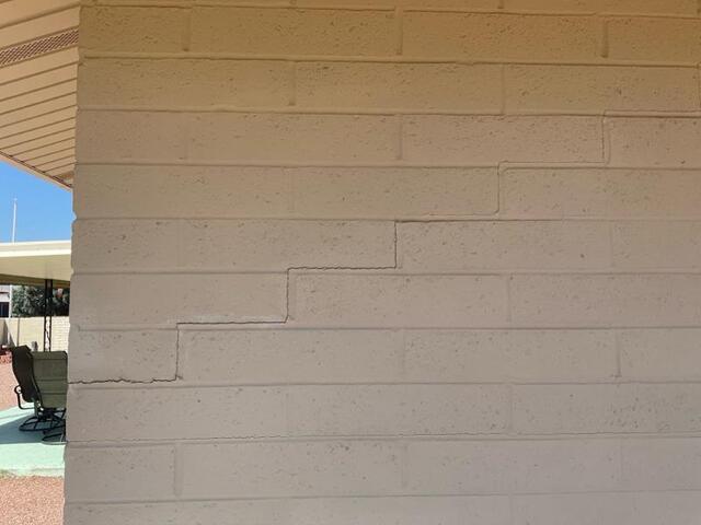 Signs of Foundation Problems: Stair-case Crack in Sun City, Arizona