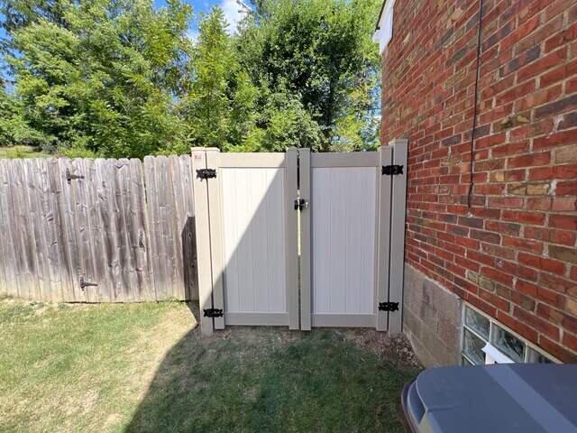 6' Acadia Privacy Clay Post and Rails / Tan Inserts Vinyl Fence