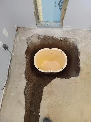 Sump pit installed