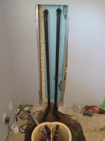 Discharge lines installed