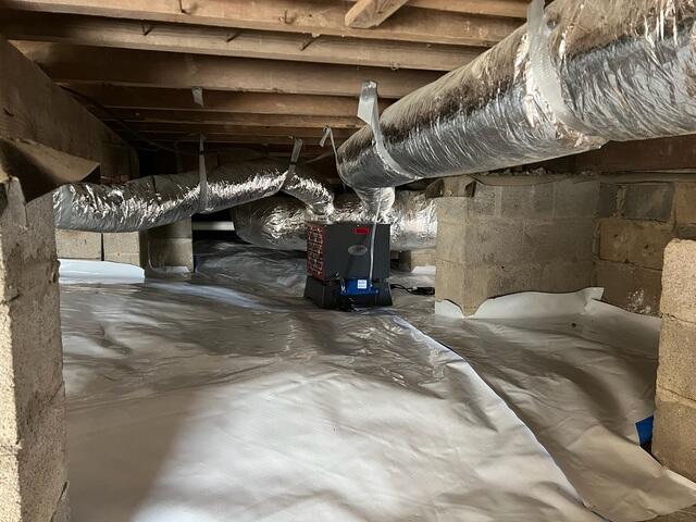 Our Sedona dehumidifier was installed inside the crawlspace to help control moisture levels.