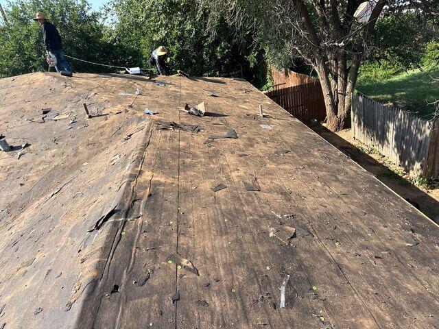 Removing the shingles.