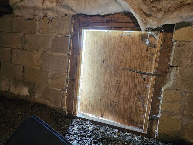 Crawl Space Entry with Exposed Insulation - Appleton, Maine