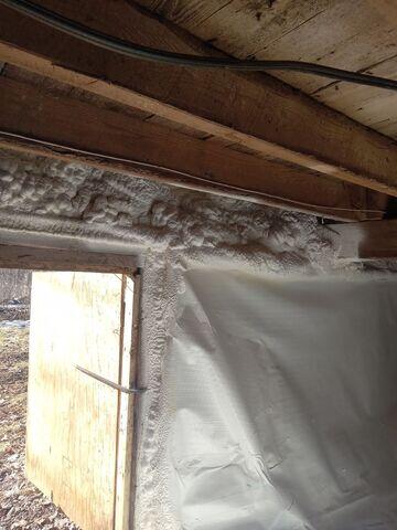 Crawl Space Entryway with New Spray Foam Insulation - Appleton, ME