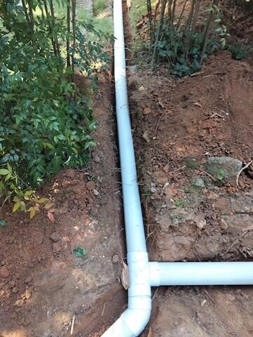 The downspout extensions prior to burial