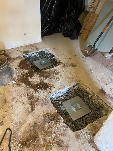 Piers Secured to Basement Floor