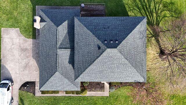 Aerial View of New Roof in Springboro, OH