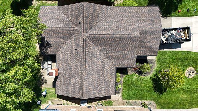 Aerial View Straight Down on New Roof