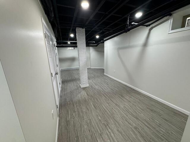 Dark ceiling and exposed pipes