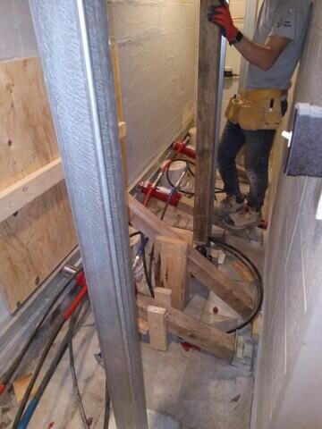 Wall is temporarily supported