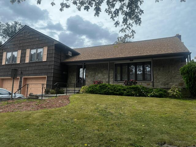 The finished asphalt roofing installation