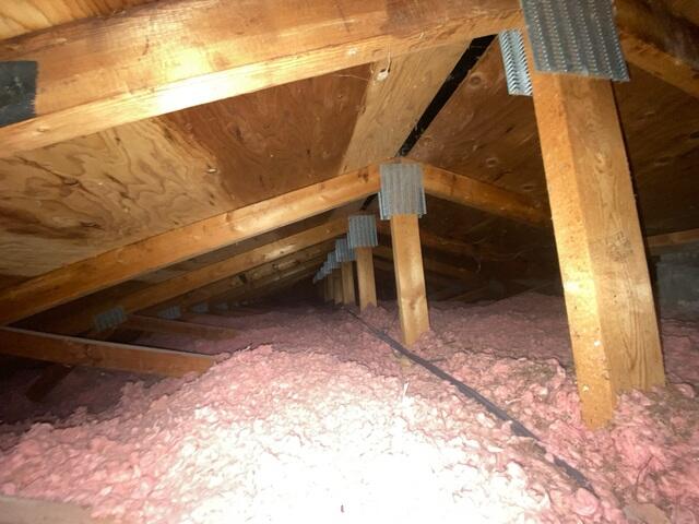 Insulated Attic Floor with 18" of TruSoft™ Cellulose and Closed Cell Spray Foam - After Insulation