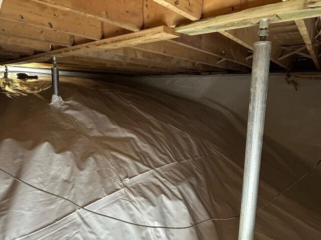A picture of the crawlspace fully encapsulated with our CleanSpace® system!