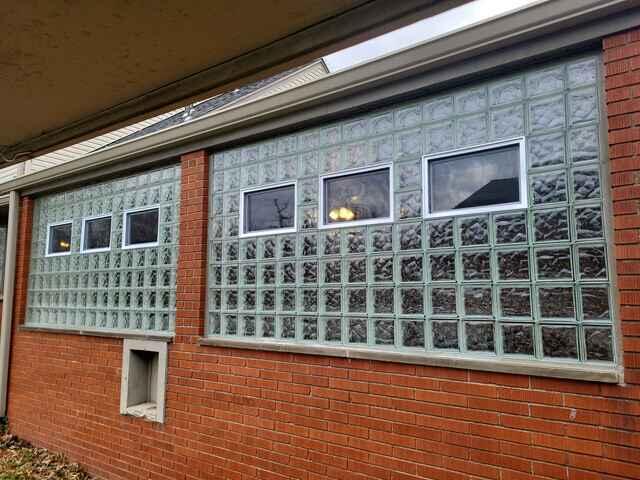 (1) Glass block window solid with no air vents/ (7) Glass block window with air vents (4 with double vents, 3 with single vents) /Wave Pattern