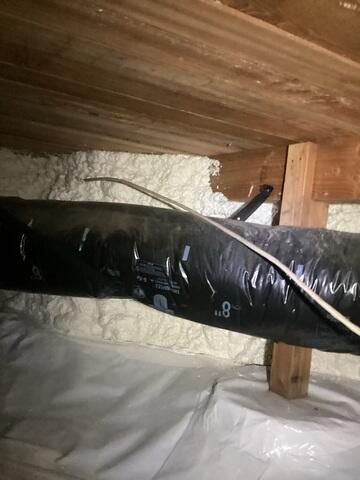 Spray Foam applied to the foundation walls