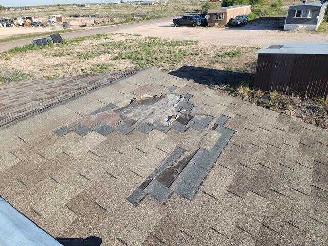 Damages to the roof.