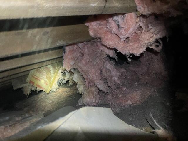Old Insulation and Dirty Crawlspace