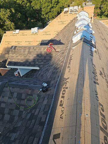 The process of replacement of shingles.