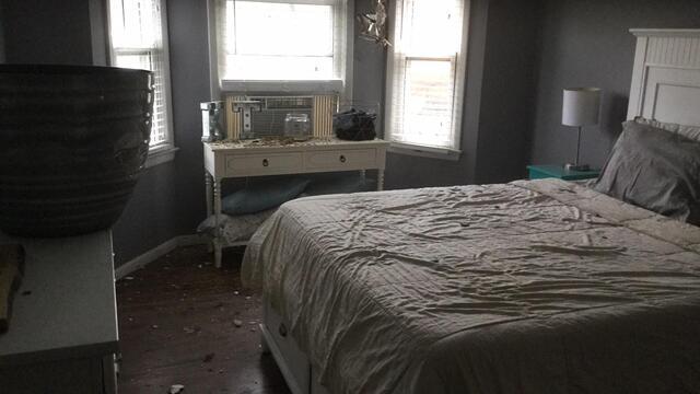 Bedroom Affected by Storm Damage