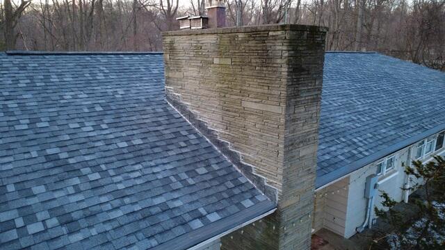 Finished Shingles and Chimney Flashing