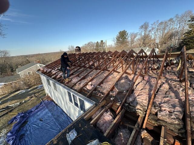 The Roof Is Completely Stripped of Plywood