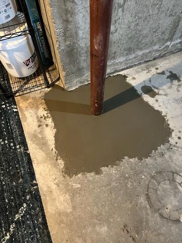 Lally Column Cemented in Foundation