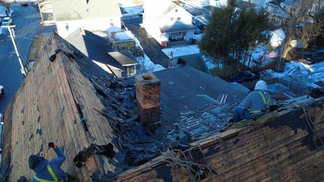 Shingle Removal Underway
