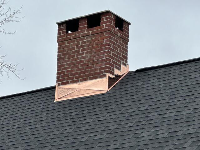 Copper Flashing Installed on Chimney