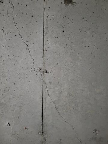 Close up of foundation wall crack