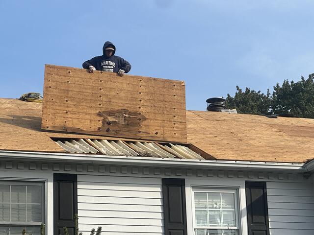 Damaged Plywood Is Removed