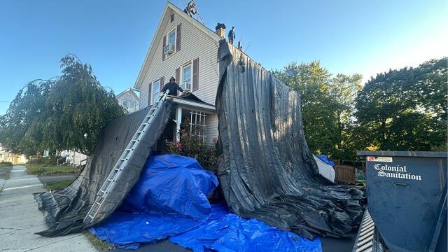 Protective Tarps Are Set Up