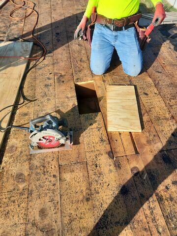 Replacing the hole in the decking.