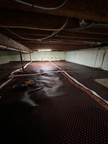 Dimpled membrane installed