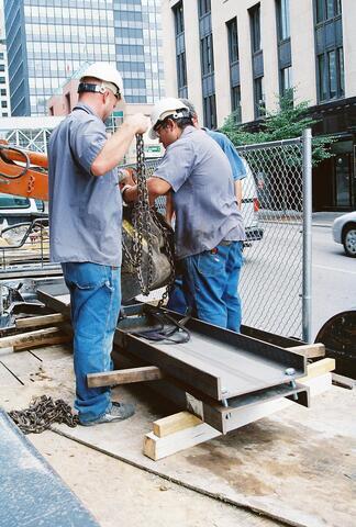 Beams arrive at the Fleming Building
